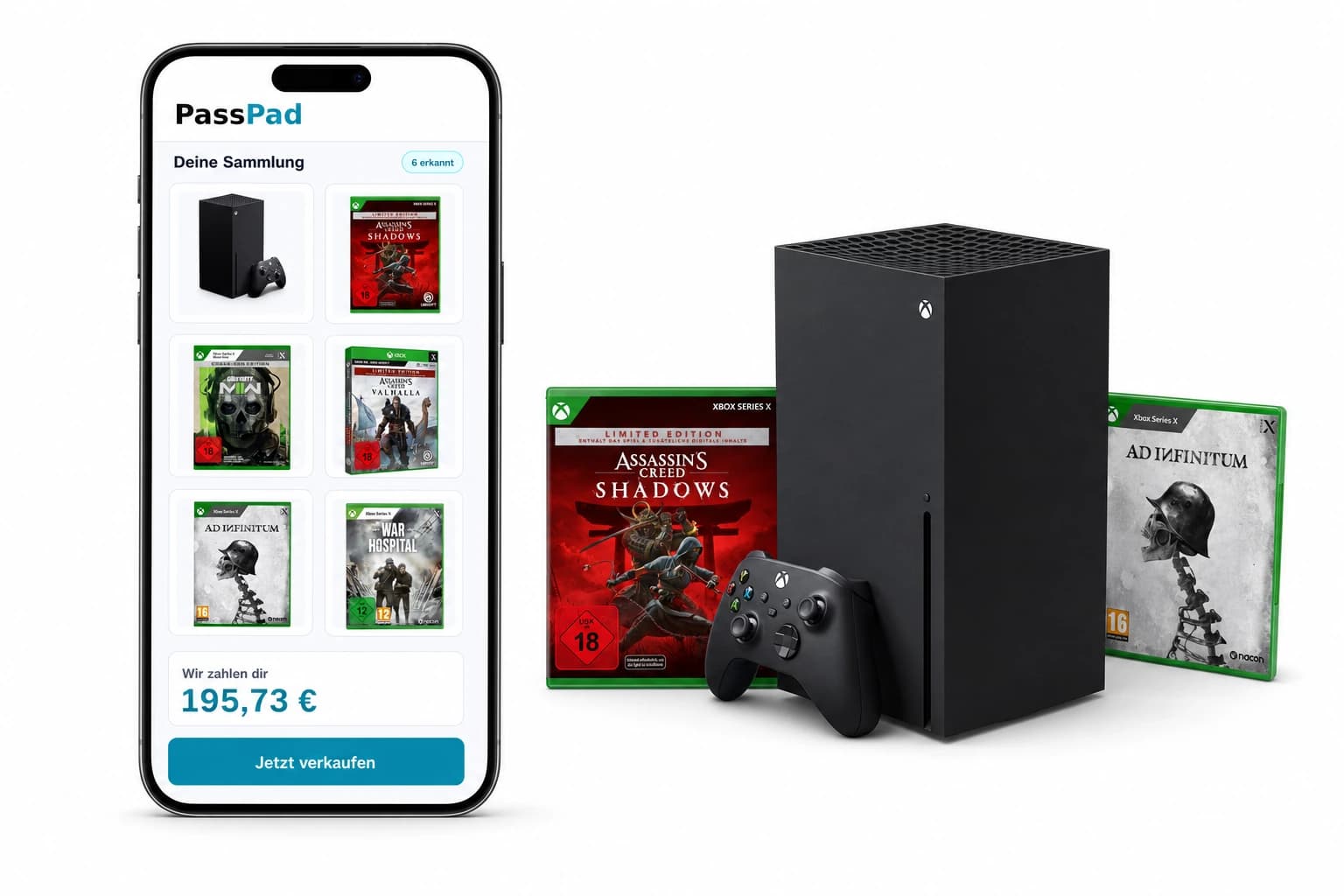Xbox Series X|S Sammlung scannen und Ankaufspreis sehen