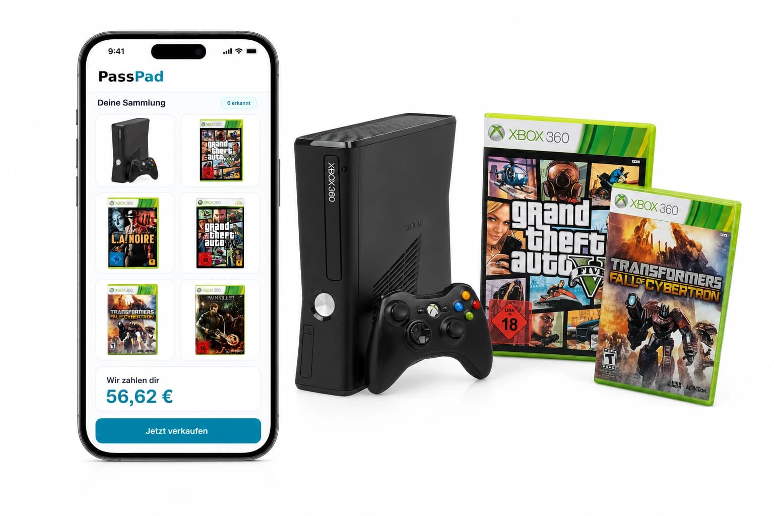Xbox 360 Sammlung scannen und Ankaufspreis sehen