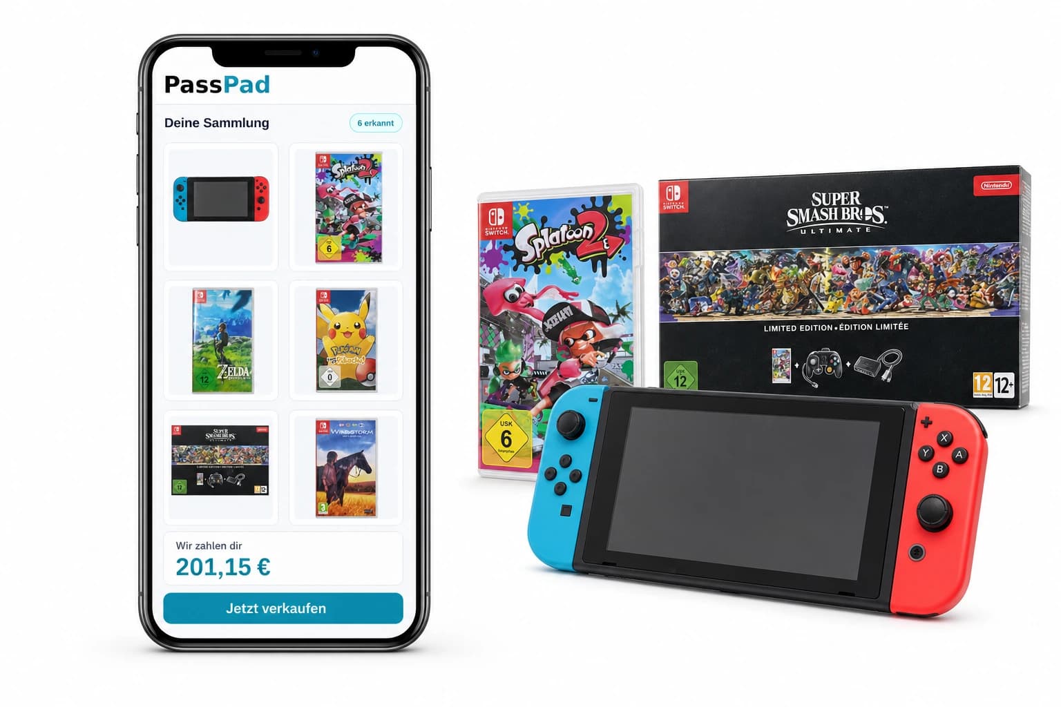 Nintendo Switch Sammlung scannen und Ankaufspreis sehen