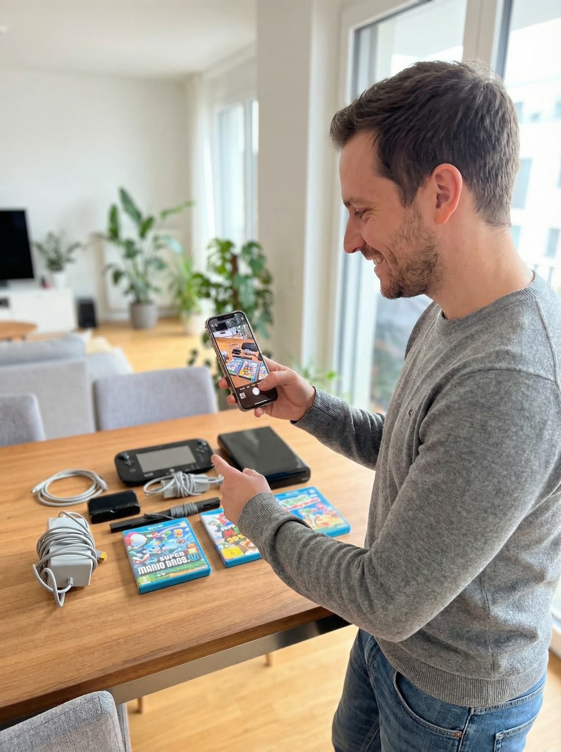Person fotografiert eine Wii U Sammlung